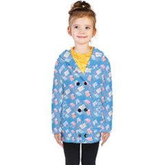 Notepads Pens And Pencils Kids  Double Breasted Button Coat by SychEva