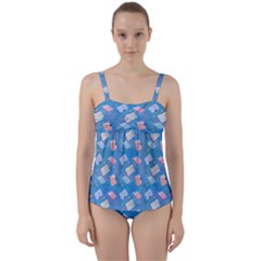 Notepads Pens And Pencils Twist Front Tankini Set by SychEva