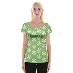 Weed Pattern Cap Sleeve Top by Valentinaart