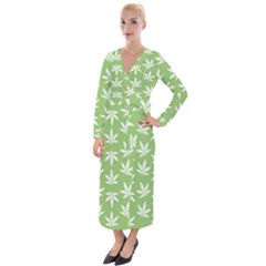 Weed Pattern Velvet Maxi Wrap Dress by Valentinaart