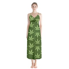 Weed Pattern Button Up Chiffon Maxi Dress by Valentinaart