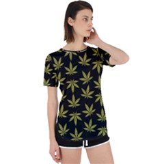 Weed Pattern Perpetual Short Sleeve T-shirt by Valentinaart