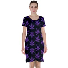 Weed Pattern Short Sleeve Nightdress by Valentinaart