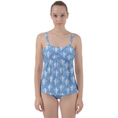 Cupid Pattern Twist Front Tankini Set by Valentinaart