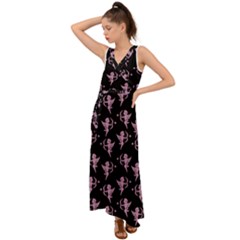 Cupid Pattern V-neck Chiffon Maxi Dress by Valentinaart