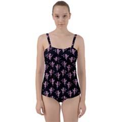 Cupid Pattern Twist Front Tankini Set by Valentinaart