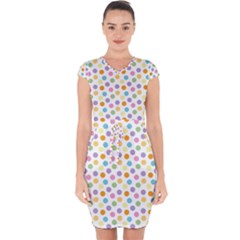 Dot Pattern Capsleeve Drawstring Dress  by Valentinaart