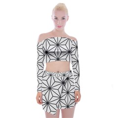 Black And White Pattern Off Shoulder Top With Mini Skirt Set by Valentinaart