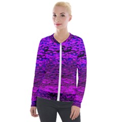 Magenta Waves Flow Series 2 Velvet Zip Up Jacket by DimitriosArt