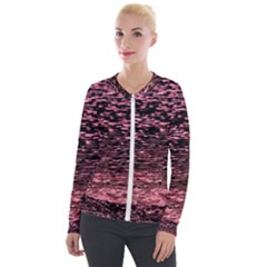 Pink  Waves Flow Series 11 Velvet Zip Up Jacket by DimitriosArt