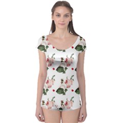 Love Spring Floral Boyleg Leotard  by Janetaudreywilson