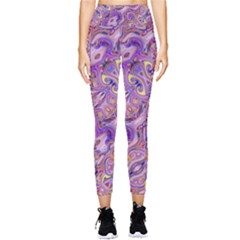 Liquid Art Pouring Abstract Seamless Pattern Tiger Eyes Pocket Leggings  by artico