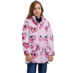 Emoji Heart Kid s Hooded Longline Puffer Jacket by SychEva