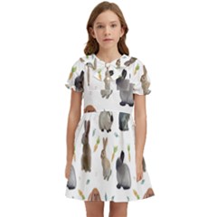 Cute Bunny Kids  Bow Tie Puff Sleeve Dress by SychEva