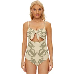 Abstract Pattern Geometric Backgrounds   Knot Front One-piece Swimsuit by Eskimos