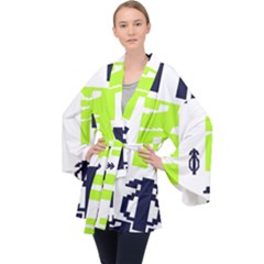 Abstract Pattern Geometric Backgrounds   Long Sleeve Velvet Kimono  by Eskimos