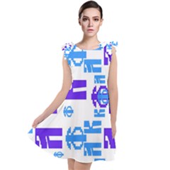 Abstract Pattern Geometric Backgrounds   Tie Up Tunic Dress by Eskimos