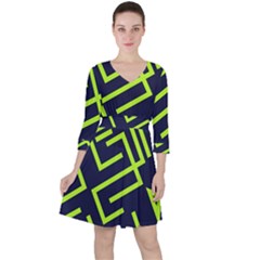 Abstract Pattern Geometric Backgrounds   Quarter Sleeve Ruffle Waist Dress by Eskimos