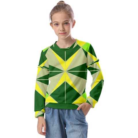 Abstract Pattern Geometric Backgrounds   Kids  Long Sleeve Tee With Frill  by Eskimos