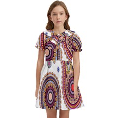 Paisley Pattern Kids  Bow Tie Puff Sleeve Dress by befabulous