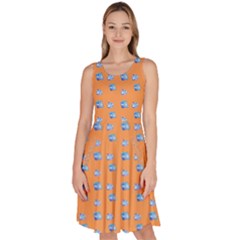 Floral Knee Length Skater Dress With Pockets by Sparkle