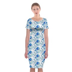 Flowers Pattern Classic Short Sleeve Midi Dress by Sparkle