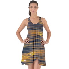 Sunset Waves Pattern Print Show Some Back Chiffon Dress by dflcprintsclothing