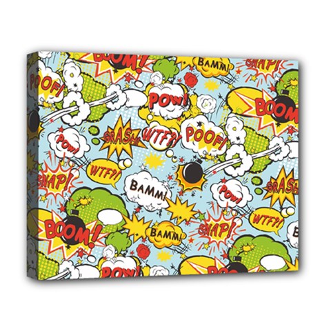 Comic Pow Bamm Boom Poof Wtf Pattern 1 Deluxe Canvas 20  X 16  (stretched) by EDDArt