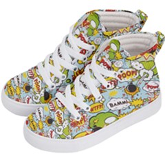 Comic Pow Bamm Boom Poof Wtf Pattern 1 Kids  Hi-top Skate Sneakers by EDDArt