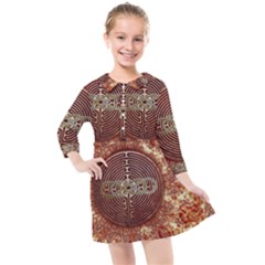 Chartres Double Infinity Antique Mandala Kids  Quarter Sleeve Shirt Dress by EDDArt