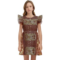 Chartres Double Infinity Antique Mandala Kids  Winged Sleeve Dress by EDDArt