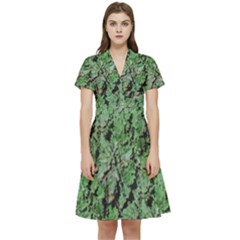 Botanic Camouflage Pattern Short Sleeve Waist Detail Dress by dflcprintsclothing