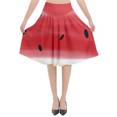 Painted Watermelon Pattern, Fruit Themed Apparel Flared Midi Skirt by Casemiro