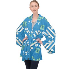 Abstract Pattern Geometric Backgrounds   Long Sleeve Velvet Kimono  by Eskimos