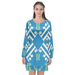 Abstract Pattern Geometric Backgrounds   Long Sleeve Chiffon Shift Dress  by Eskimos