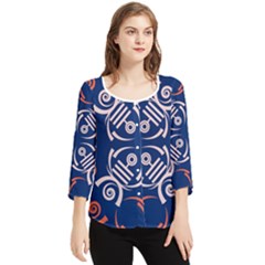 Abstract Pattern Geometric Backgrounds   Chiffon Quarter Sleeve Blouse by Eskimos