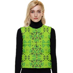 Abstract Pattern Geometric Backgrounds   Women s Short Button Up Puffer Vest by Eskimos