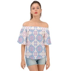 Abstract Pattern Geometric Backgrounds   Off Shoulder Short Sleeve Top by Eskimos