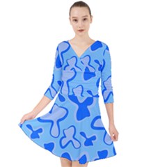 Abstract Pattern Geometric Backgrounds   Quarter Sleeve Front Wrap Dress by Eskimos