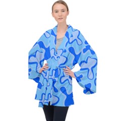 Abstract Pattern Geometric Backgrounds   Long Sleeve Velvet Kimono  by Eskimos