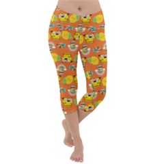 Minionspattern Lightweight Velour Capri Yoga Leggings by Sparkle