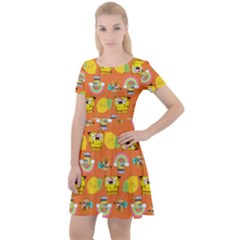 Minionspattern Cap Sleeve Velour Dress  by Sparkle