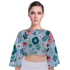 Flower Tie Back Butterfly Sleeve Chiffon Top by zappwaits