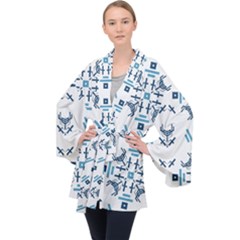 Abstract Pattern Geometric Backgrounds   Long Sleeve Velvet Kimono  by Eskimos