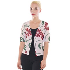  Folk Flowers Floral Art Print Flowers Abstract Art  Cropped Button Cardigan by Eskimos