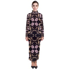 Folk Flowers Print Floral Pattern Ethnic Art Turtleneck Maxi Dress by Eskimos