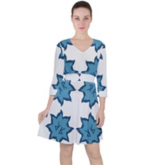 Abstract Pattern Geometric Backgrounds   Quarter Sleeve Ruffle Waist Dress by Eskimos