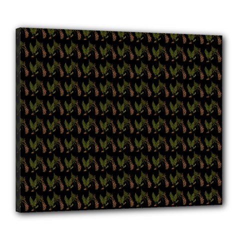 Fern Pattern 2 Black Canvas 24  X 20  (stretched) by violetheavensky