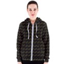 Fern Pattern 2 Black Women s Zipper Hoodie View1