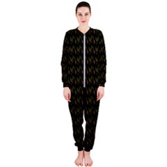 Fern Pattern 2 Black Onepiece Jumpsuit (ladies) by violetheavensky